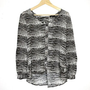 DREW 100% Silk Cutout Open Back Blouse Small Long Sleeve Button Up Shirt